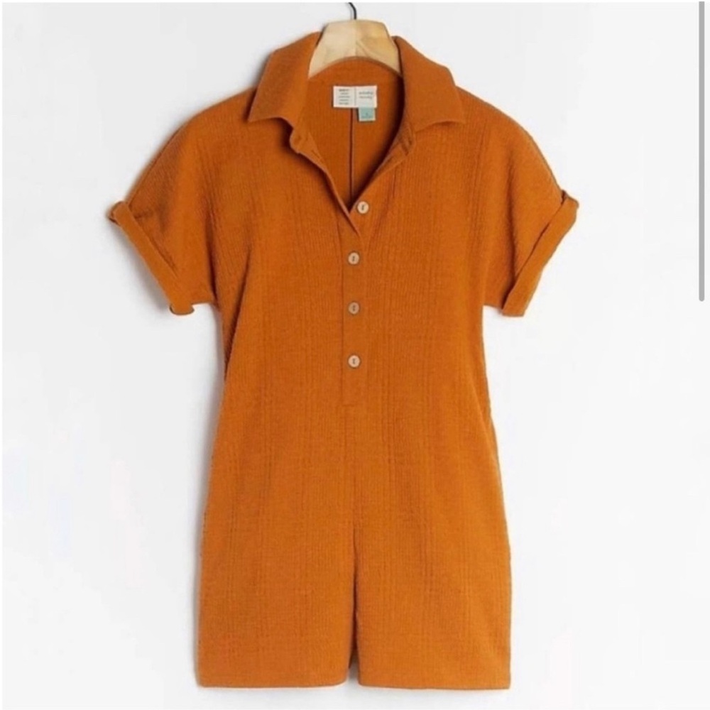Anthropologie Saturday Sunday Orange Button-Up Romper